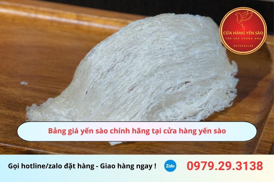 Bảng giá yến sào chính hãng